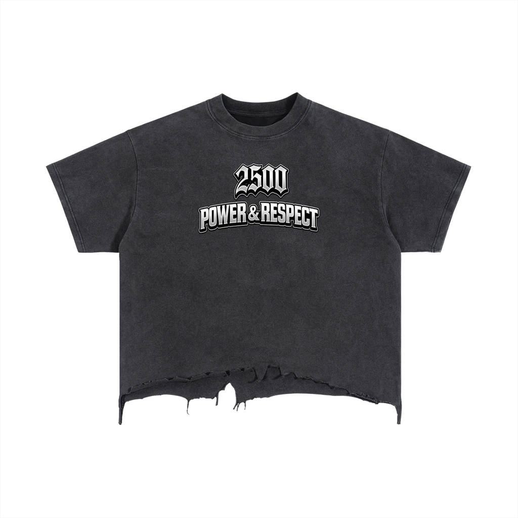 2500 Vintage Wash Boxy Distressed Hem T-Shirt