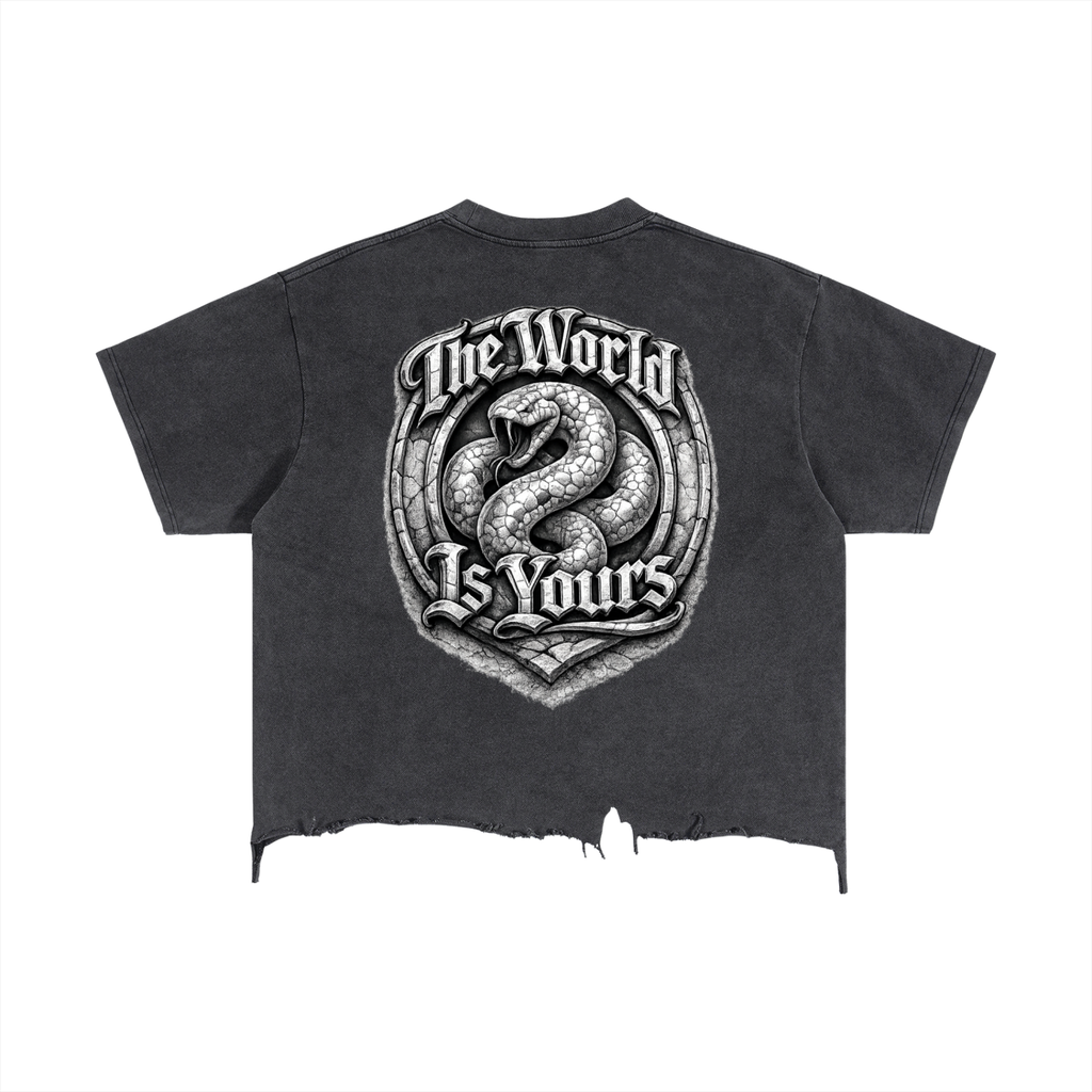 2500 Vintage Wash Boxy Distressed Hem T-Shirt