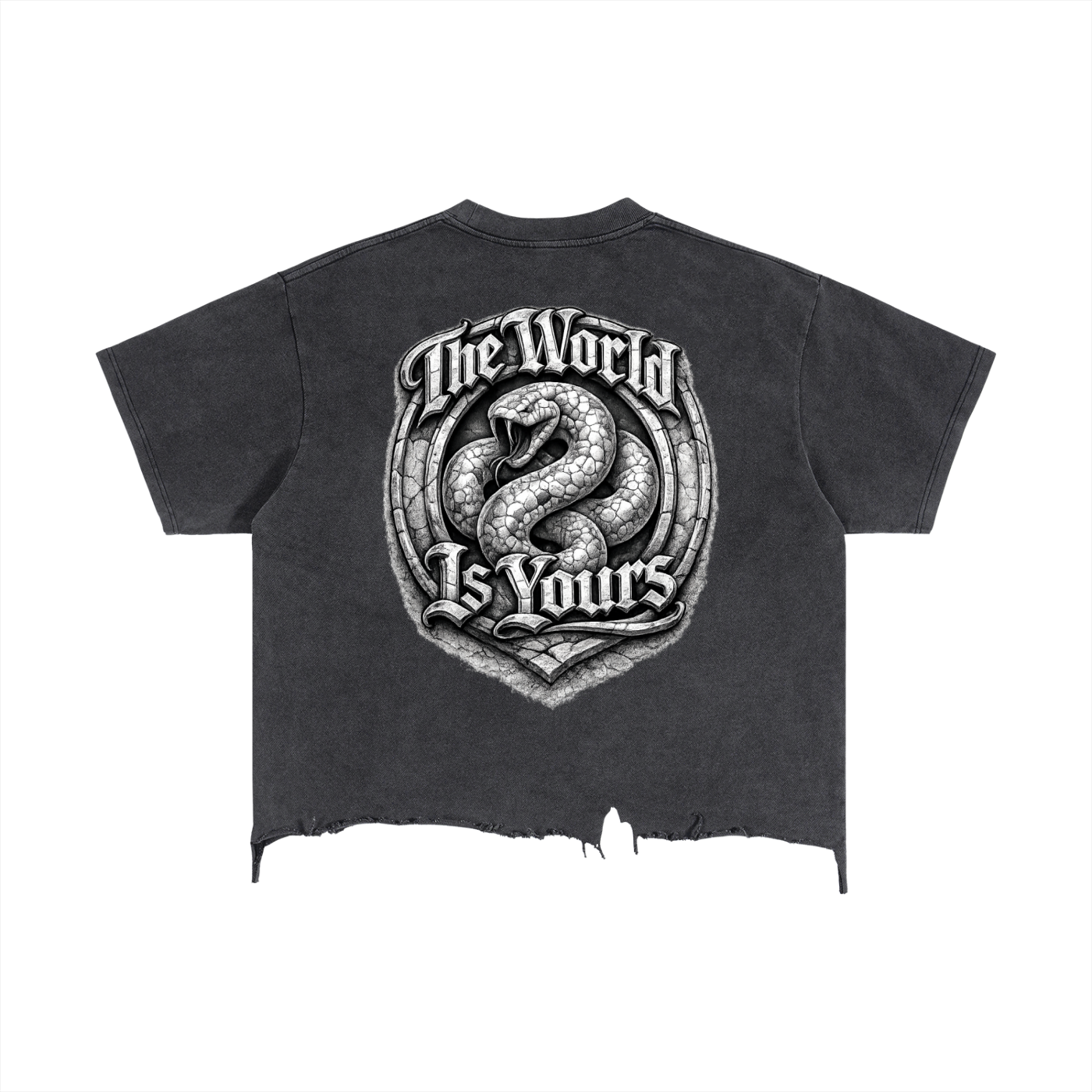 2500 Vintage Wash Boxy Distressed Hem T-Shirt